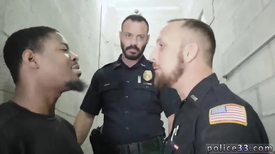 Naked black african male dick gay fucking a white cop with some chocolate dick